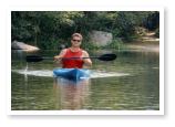 Kayaking on Duncan Lake, a short walk from our campground